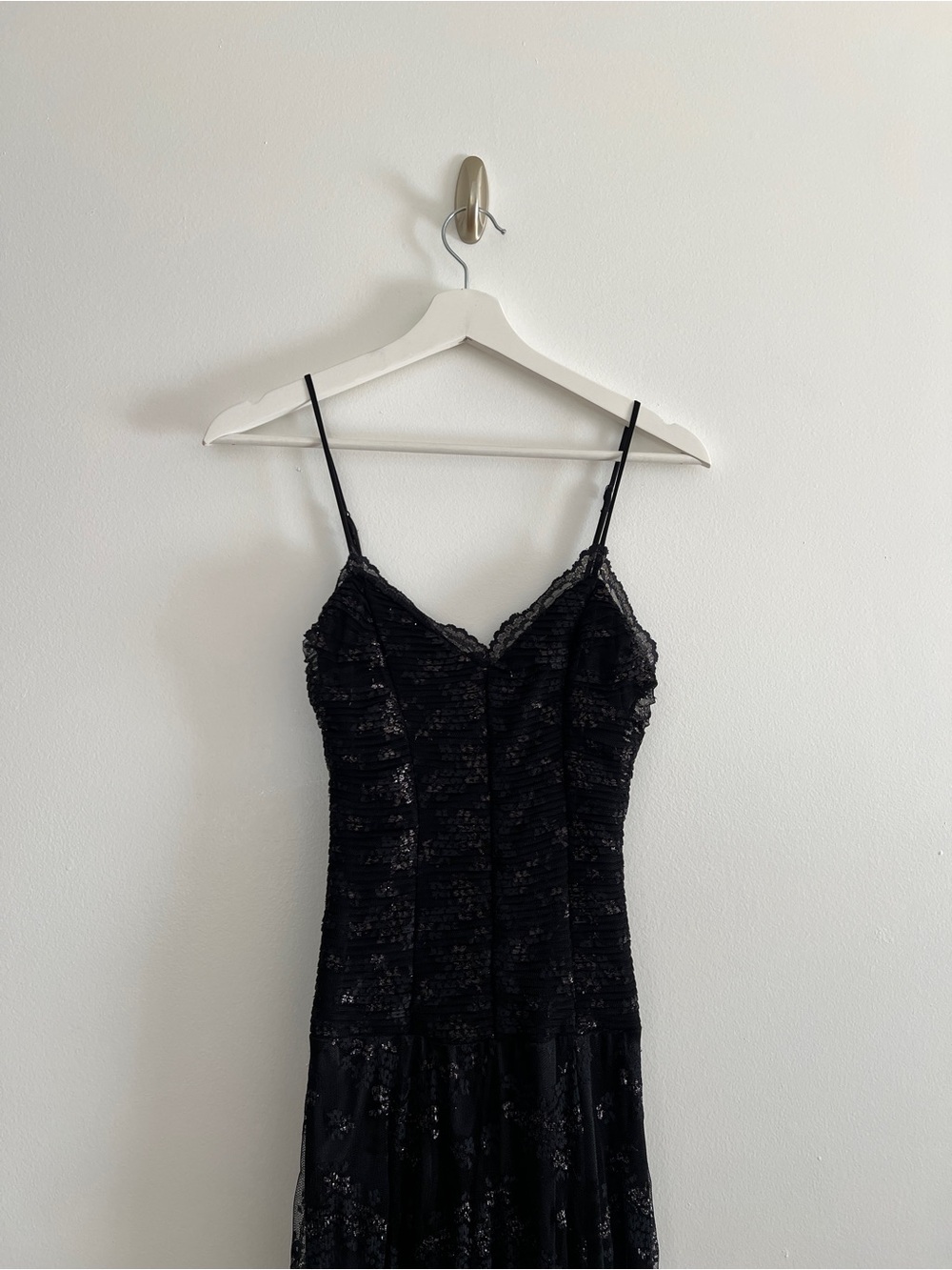Betsy Johnson Vintage Black Lace Slip Dress Y2K Sheer Midi Cocktail Size 4 - Picture 3 of 7